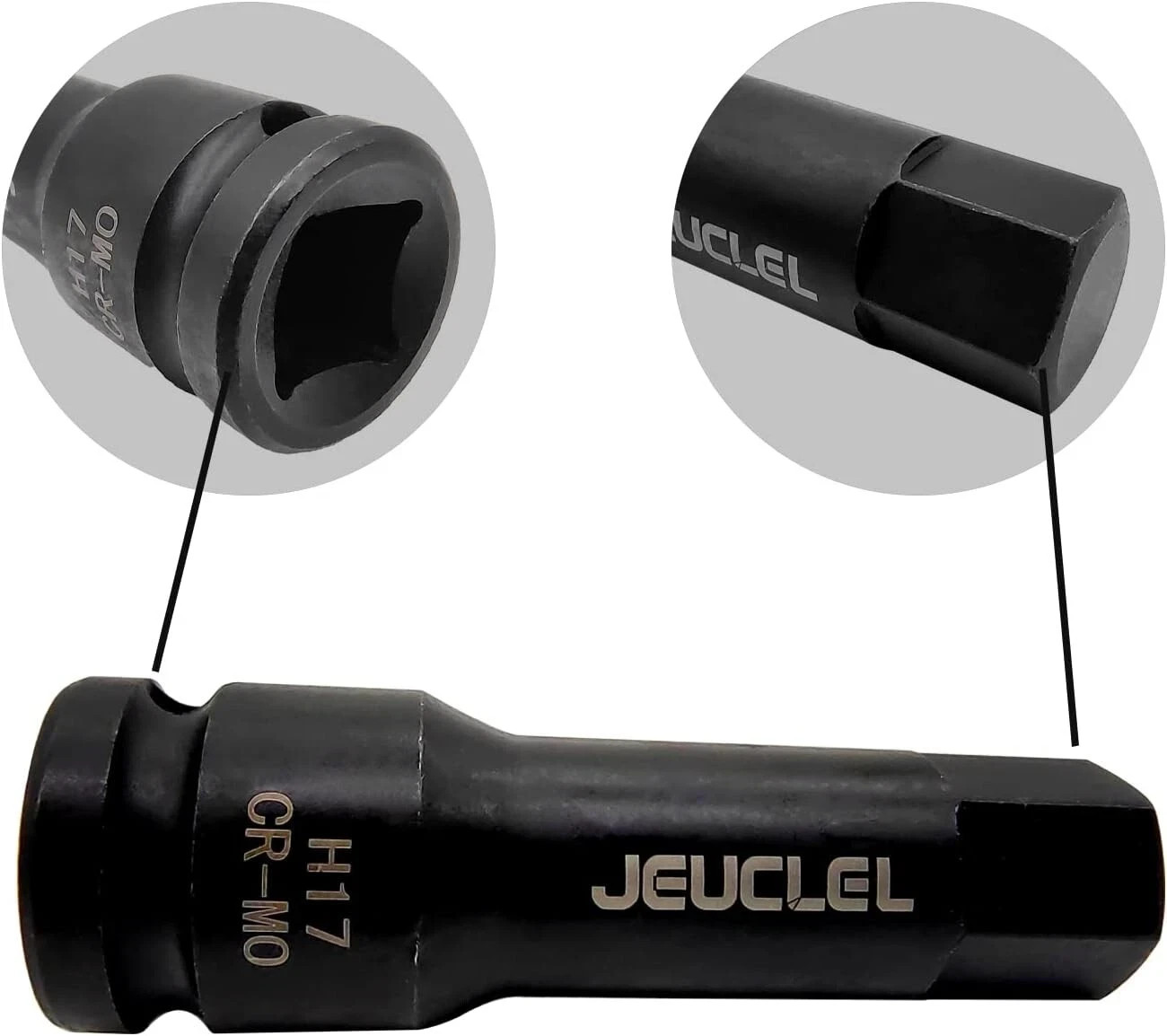 17mm Hex Impact Bit Socket, H17 1/2-Inch Impact Drive Allen Socket, Cr-Mo Steel