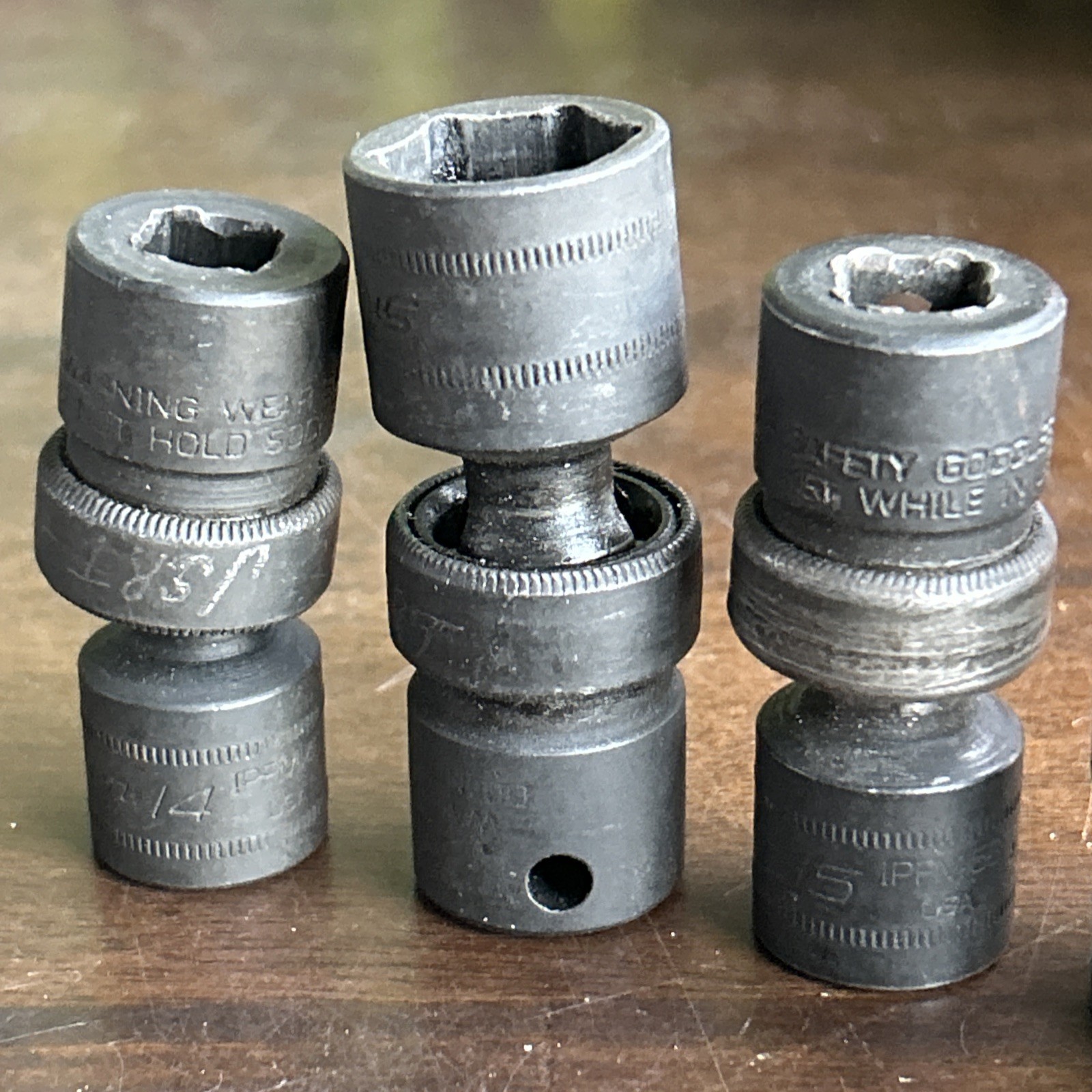 Snap On IPFM10B, 10,12,13,14,15,17,18 MM Swivel Joint Impact Socket Lot Of 7