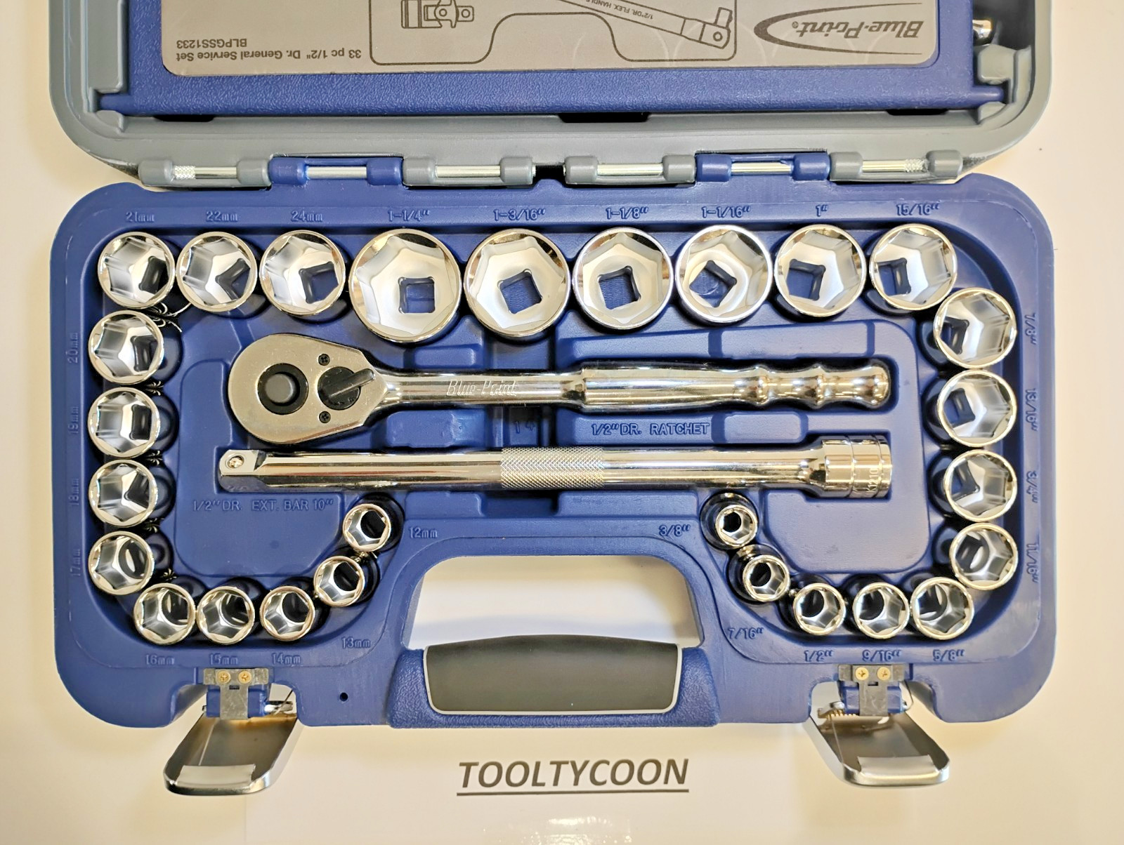Blue Point Tools NEW BLPGSS1233 1/2″ Drive 33Pc GENERAL Service SET SAE/METRIC