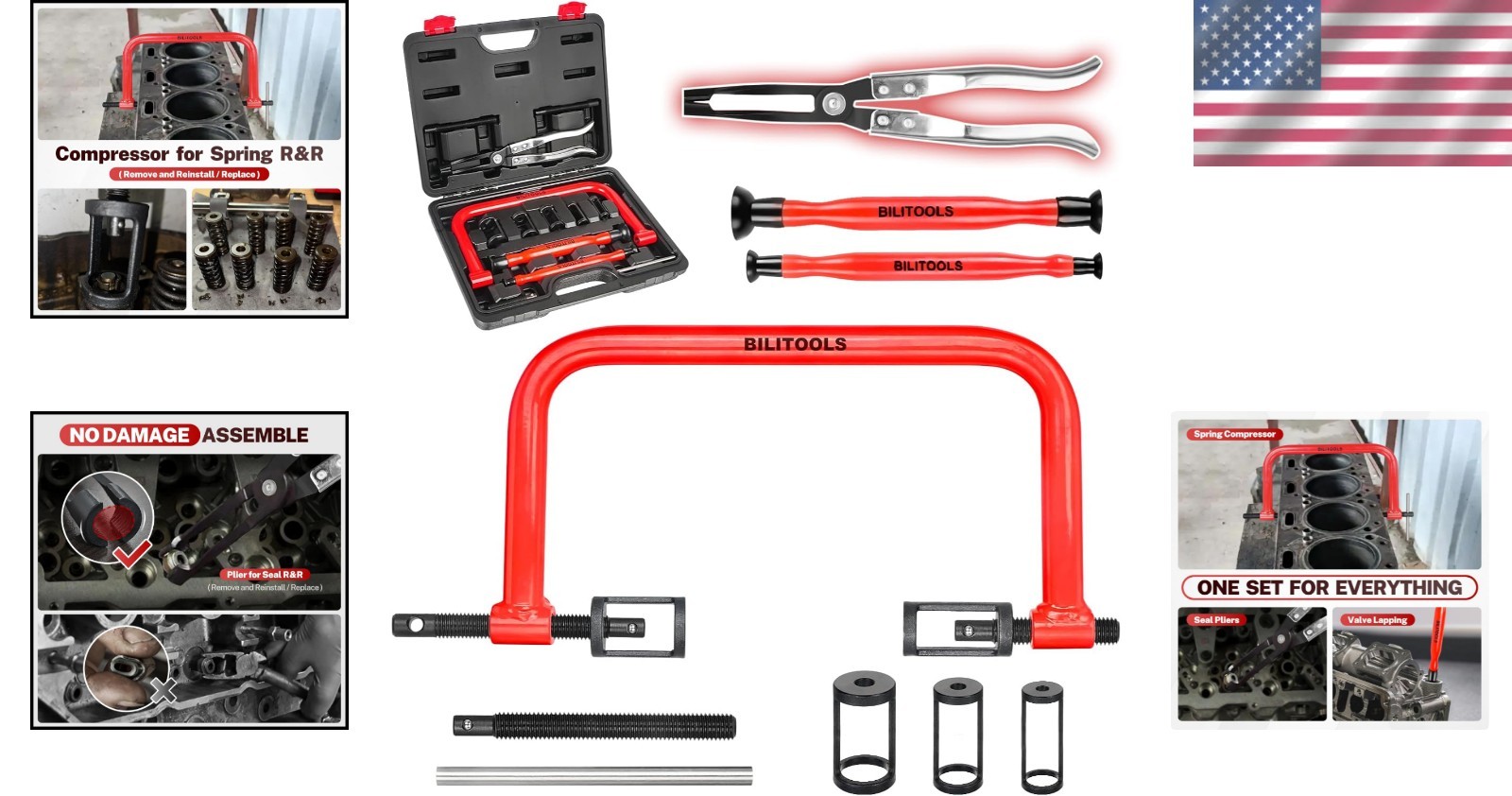 13-Piece Valve Spring Compressor Kit with Straight Plier for Easy Auto Repairs