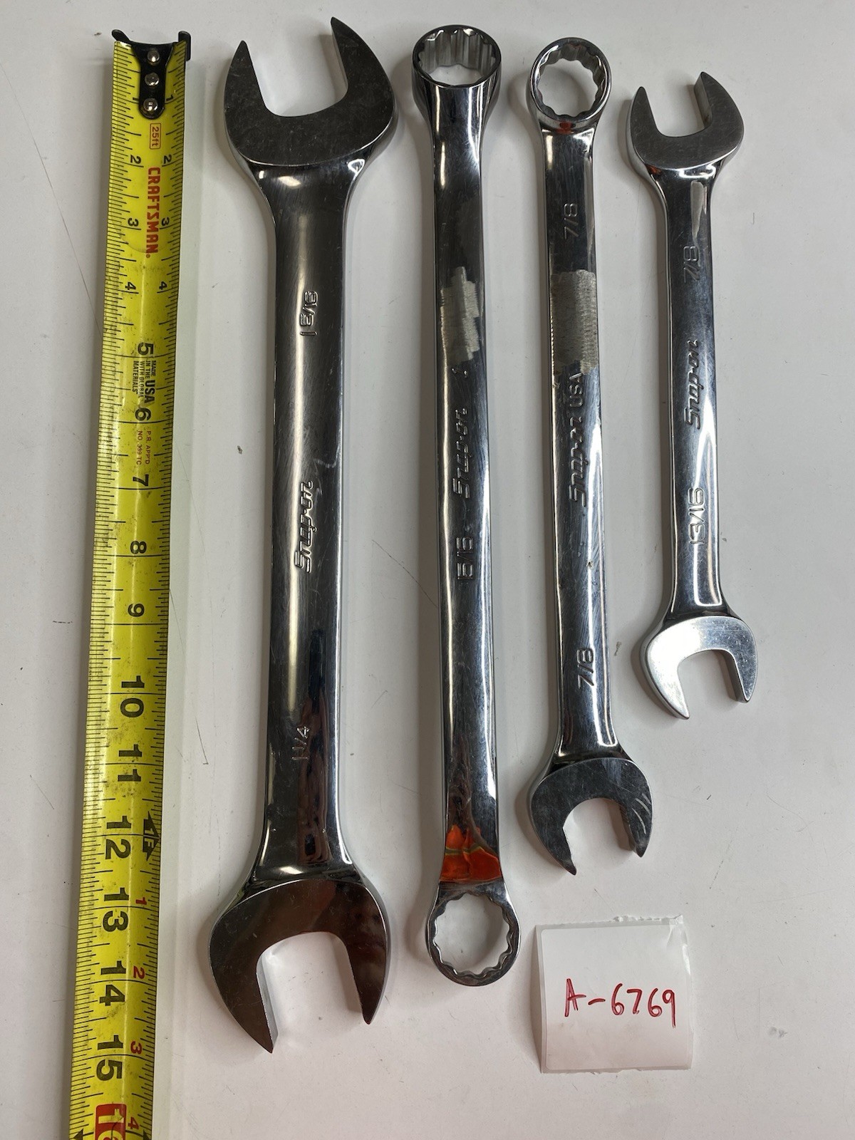 Snap-on SAE Combination Wrench Lot 1-1/4 5/16 7/8 13/16 A-6269
