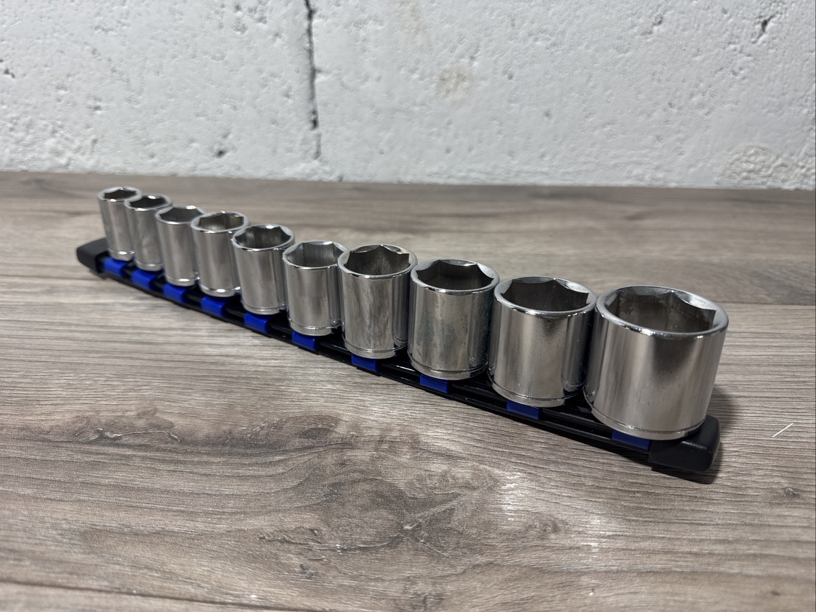 10pc Socket Set Chrome SAE 1/2″ Drive On Snap Rail VGC Free Shipping 1 1/4 -5/8