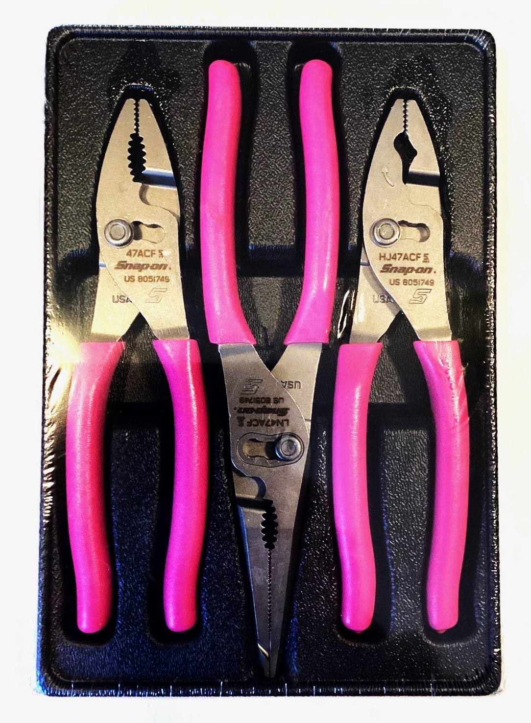 *NEW* Snap On PLIERS SET PL347ACFEP *PINK HANDLES* 3 pcs 46ACF, HJ47ACF, LN47ACF