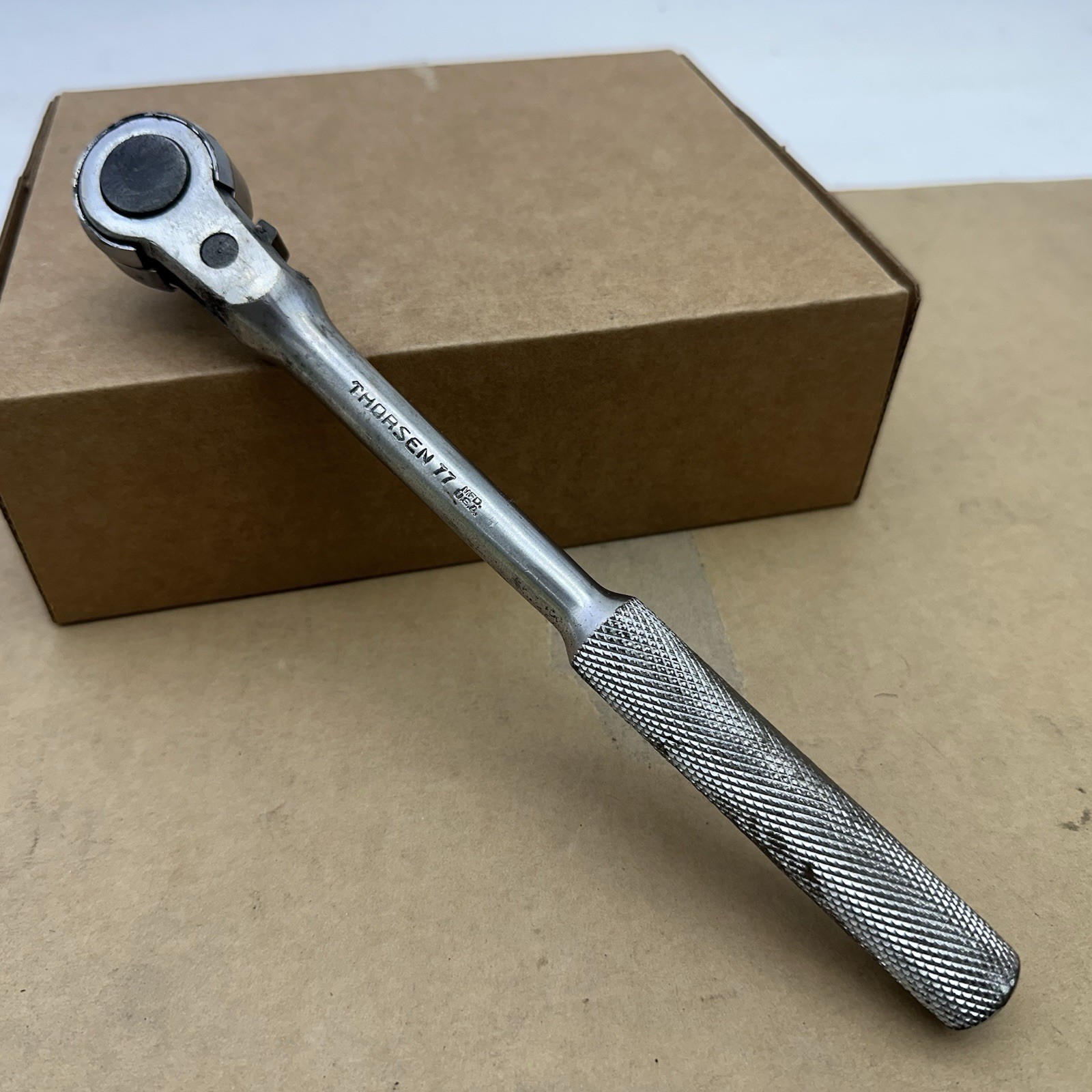 Thorsen 3/8″ Open Gear Socket Knurled Grip Ratchet Model 77 Made USA *READ