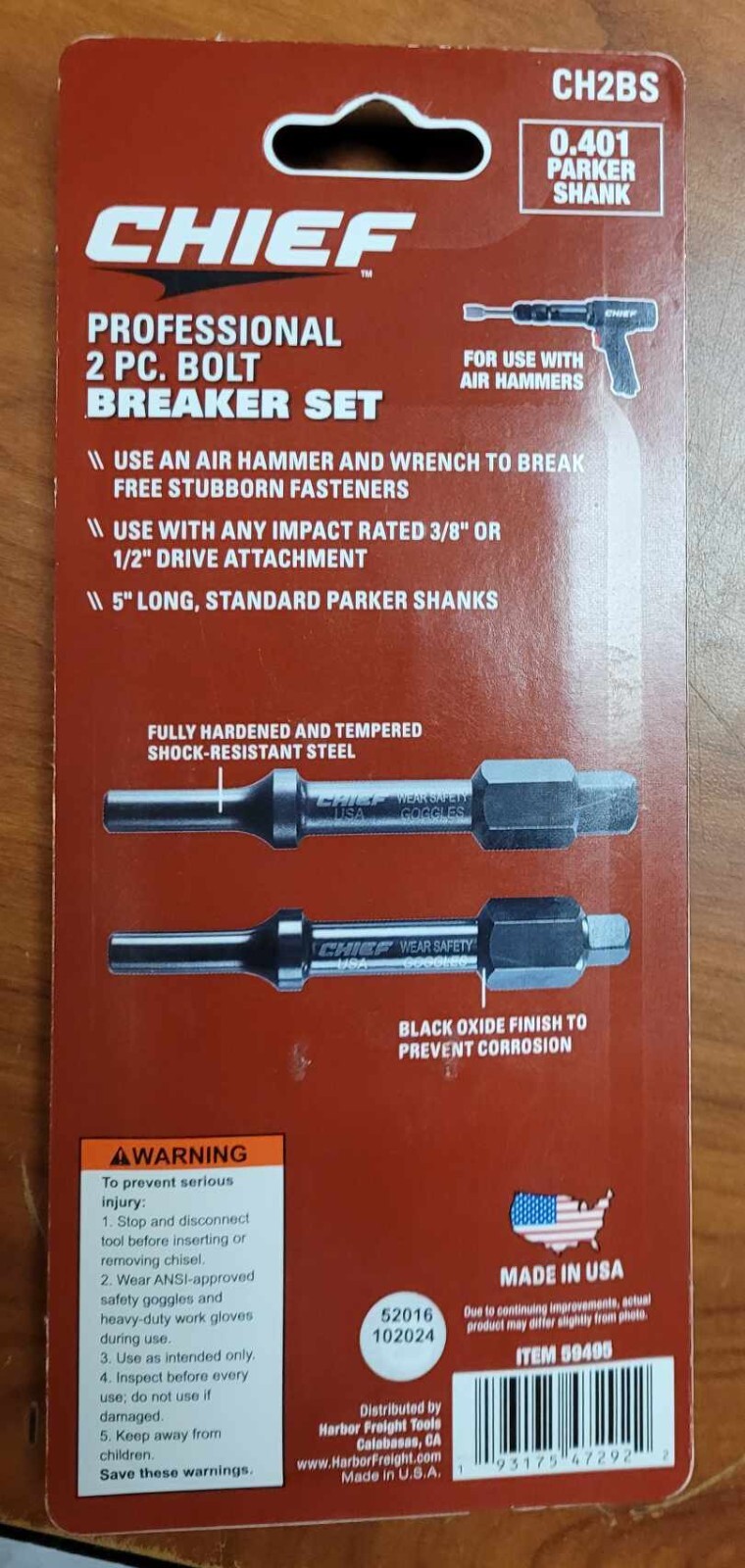 CHIEF CH2BS 3/8inch And 1/2inch Bolt Breaker Set 2 Piece -NEW