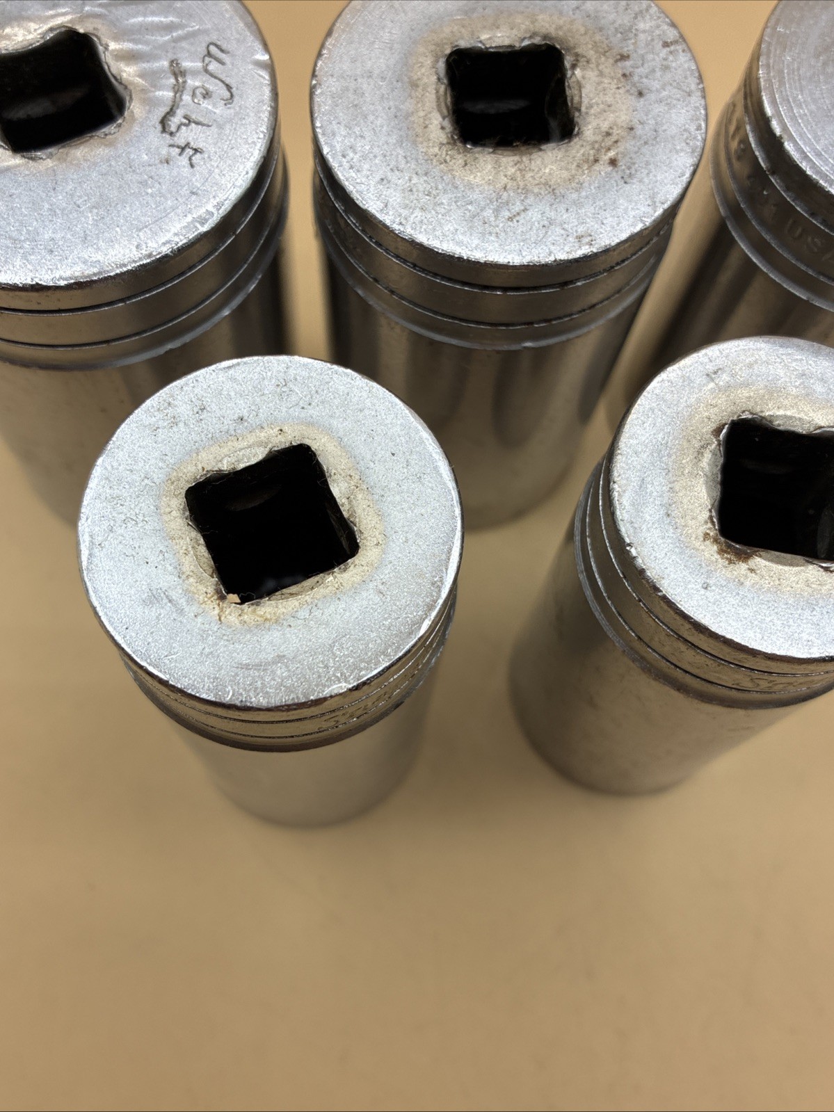 Snap-on TA 1/2” Drive SAE 6pt Deep Sockets Lot Of (5). See Photos
