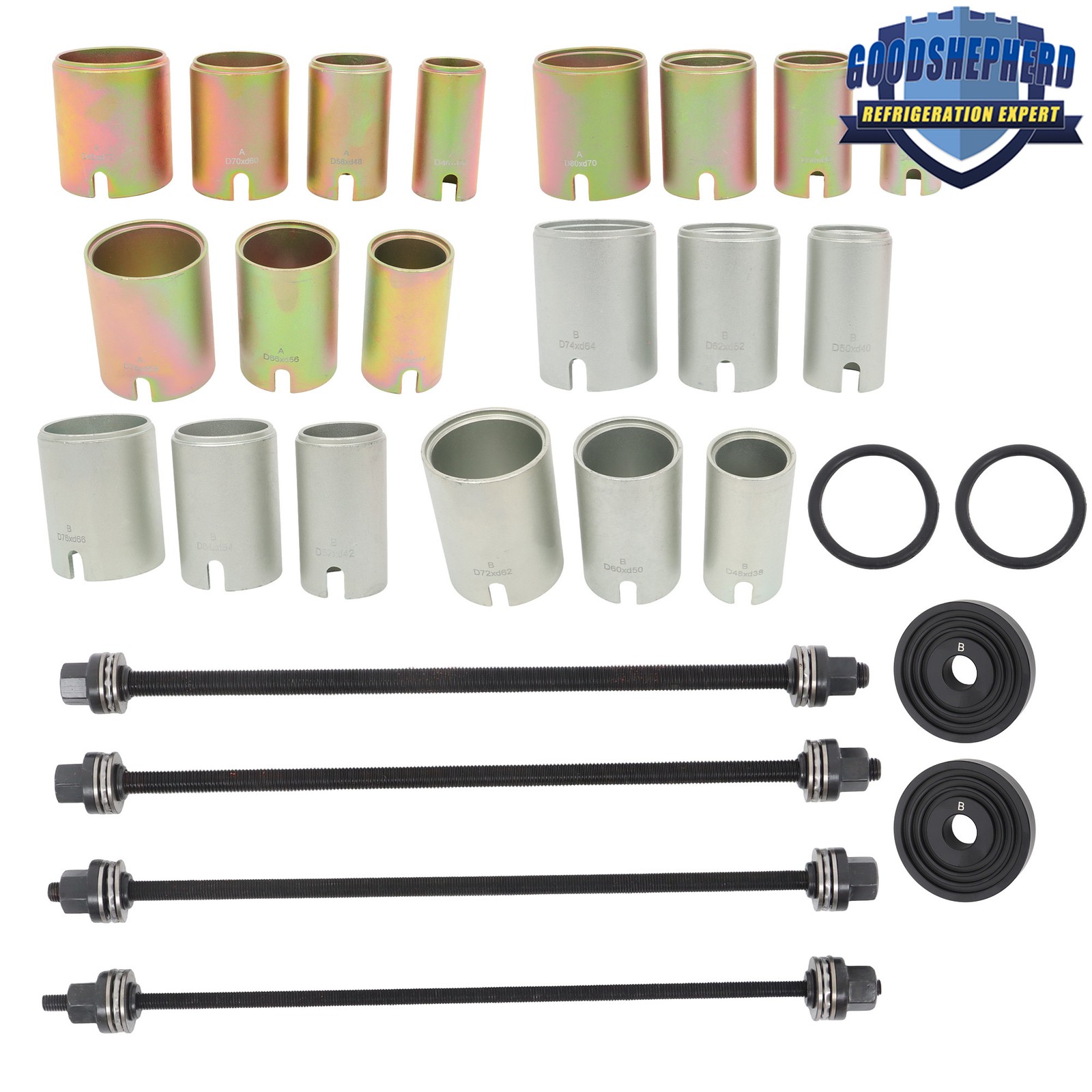 26PCS Press & Pull Sleeve Kit Bush Bearing Removal Insertion Tool Kit Universal