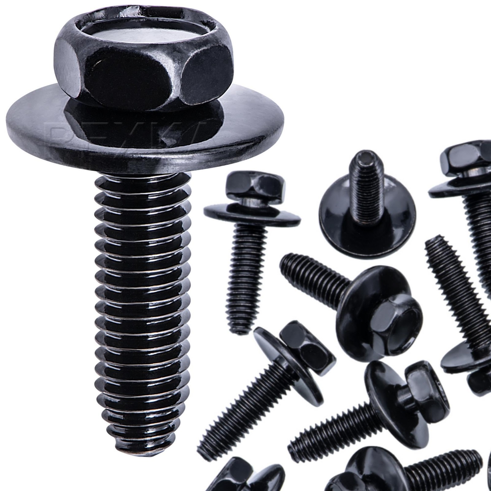 Rexka 10pcs M6 1.0 X 25mm Metric Hex Head Sems Bolts Body One Size,