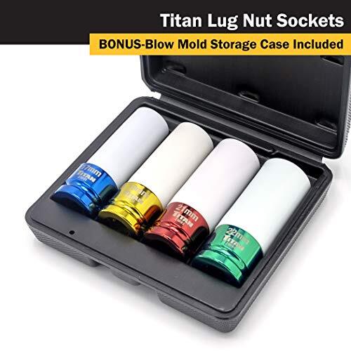 TITAN 21095 4-Piece 1/2-Inch Drive Non-marring Impact Deep Lug Nut Socket Set
