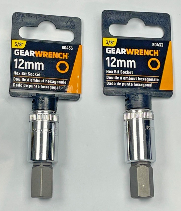 12mm GearWrench 3/8″ Drive, HEX / ALLEN Bit Polished Socket , # 80433 ; 2 pack