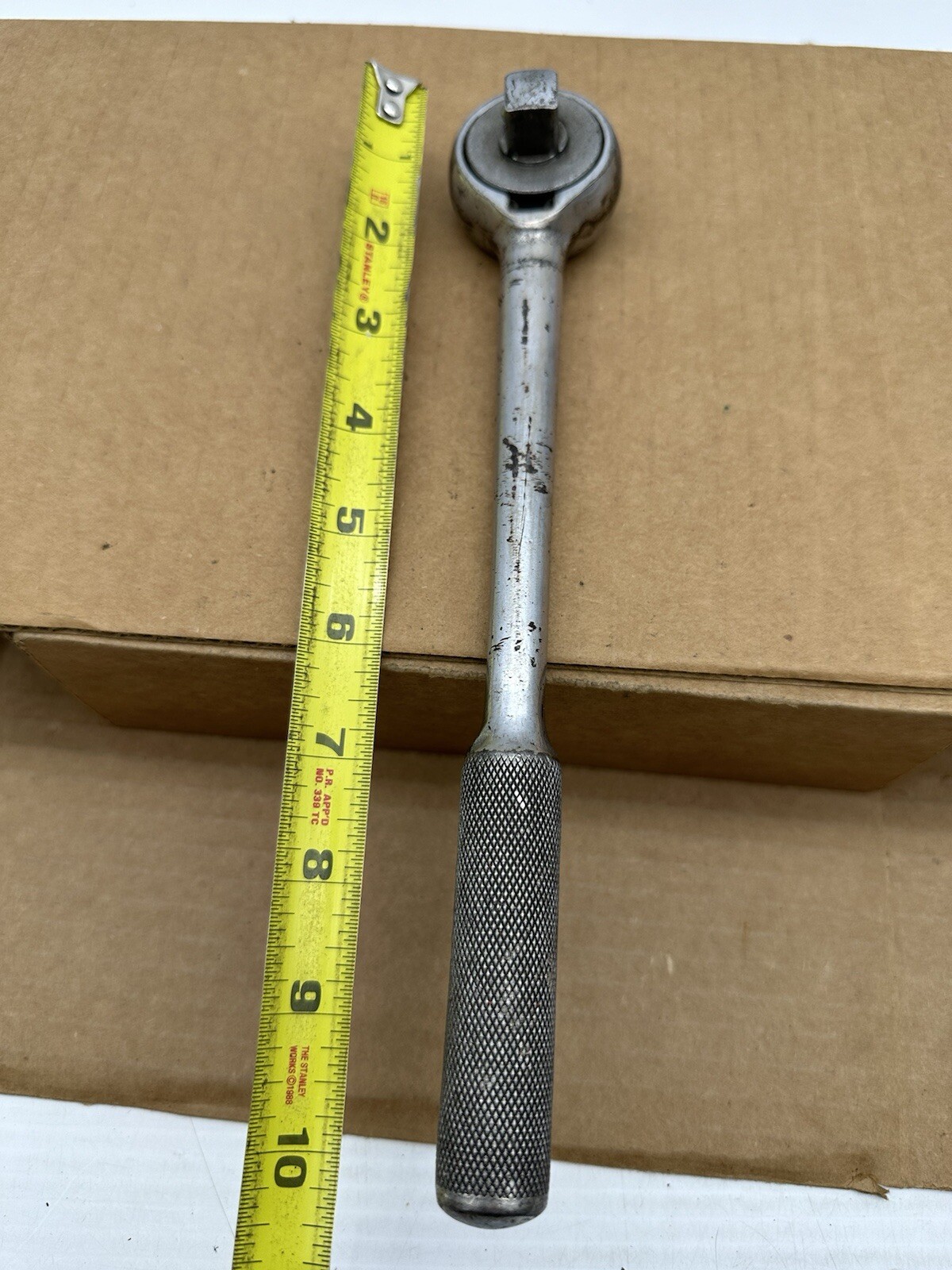Vintage S-K Tools 1/2″ Drive Ratchet 42470 USA 10″ long Knurled Round head