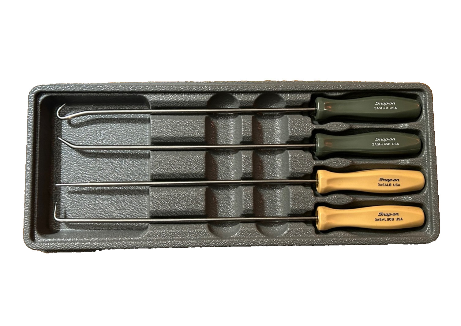 Snap On Tools 4pc Mixed Combat Tan/Green Hard Handle Long Mini Pick Set ASAL204B