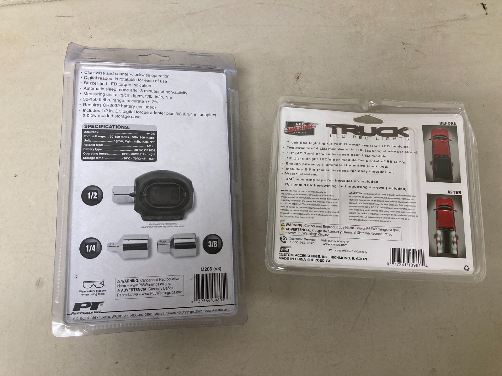 Lot Performance Tool M206 Digital Torque Adapter + Truck Bed LED Light Kit