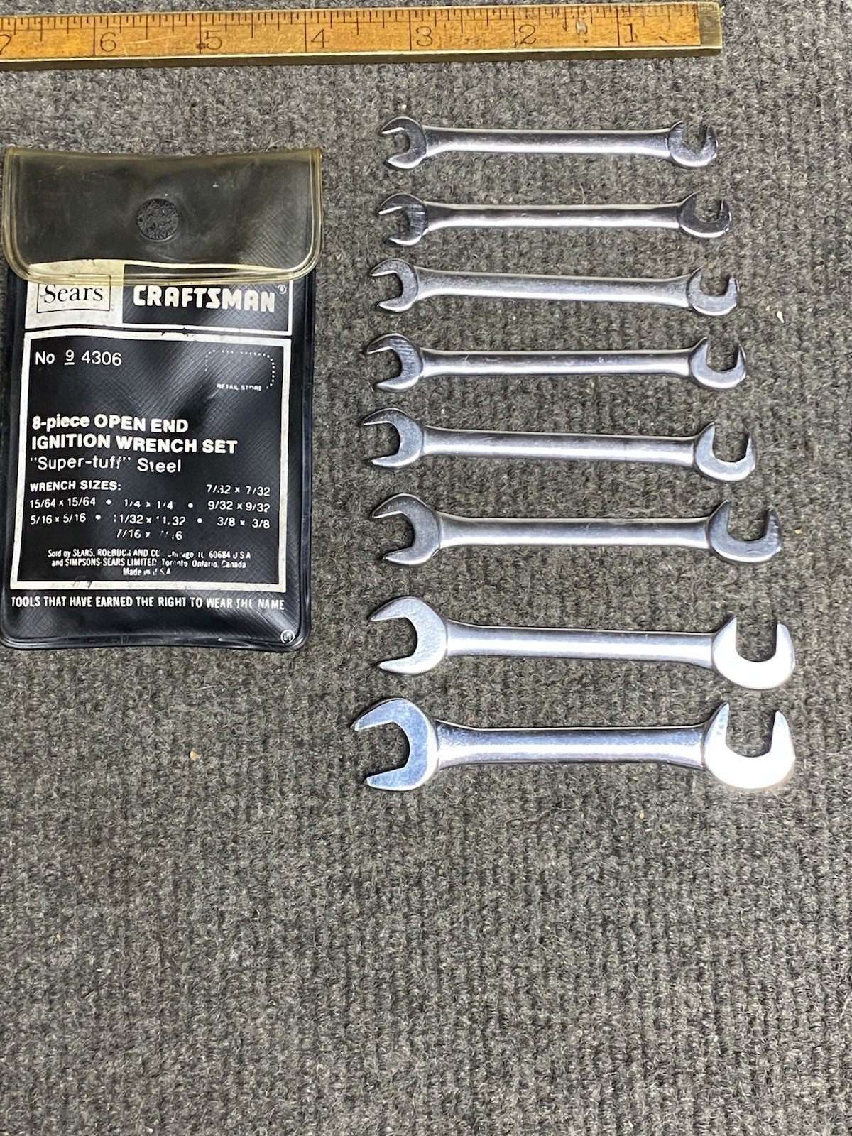 SEARS CRAFTSMAN 8 PC «SUPER TUFF» 4 WAY IGNITION WRENCH SET NO. 9-4306 USA