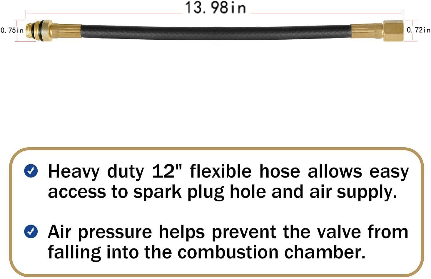 Air Valve Holder 12″ Flexible Hose 19700 for 14mm and 18mm Spark Plug Threads