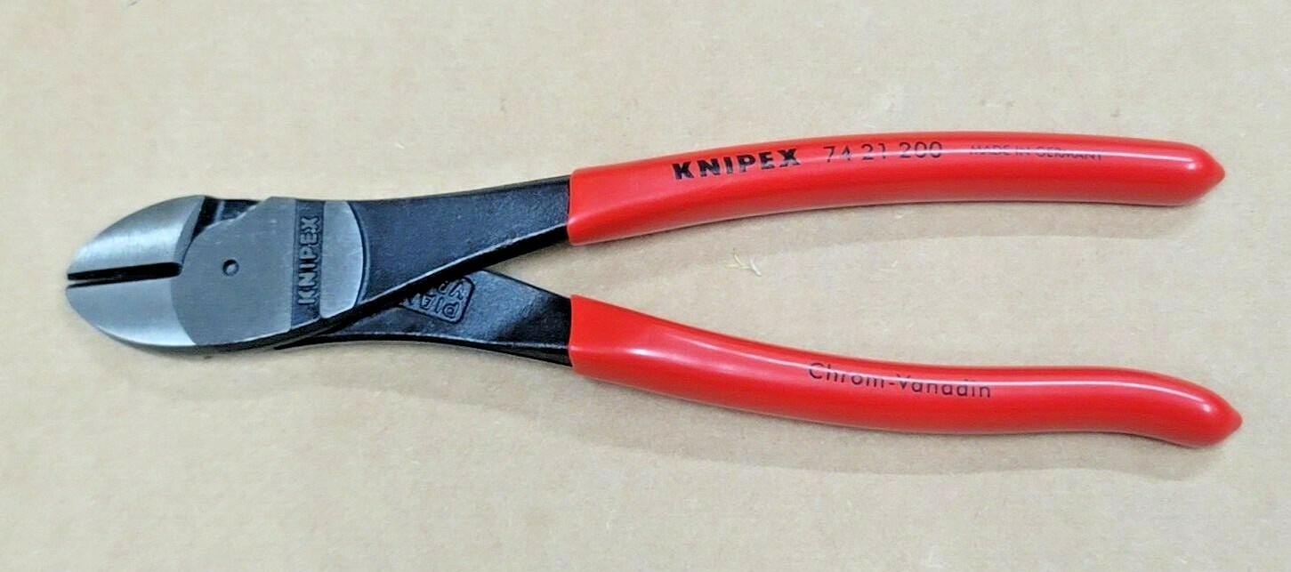 Knipex High Leverage 8″ Angle Head Diagonal Cutting Pliers, Germany #7421200