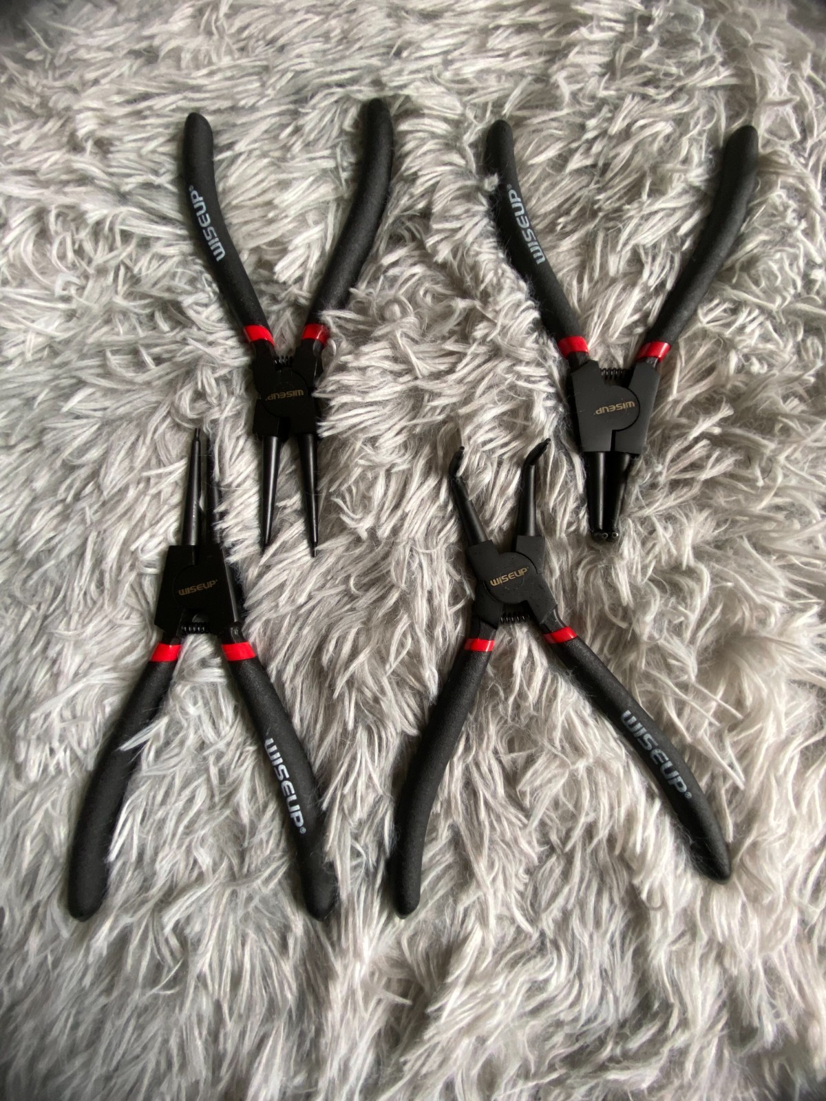 Bent/Straight 4 Piece Circlip Pliers Set 170mm Industrial Carbon Steel Anti Rust