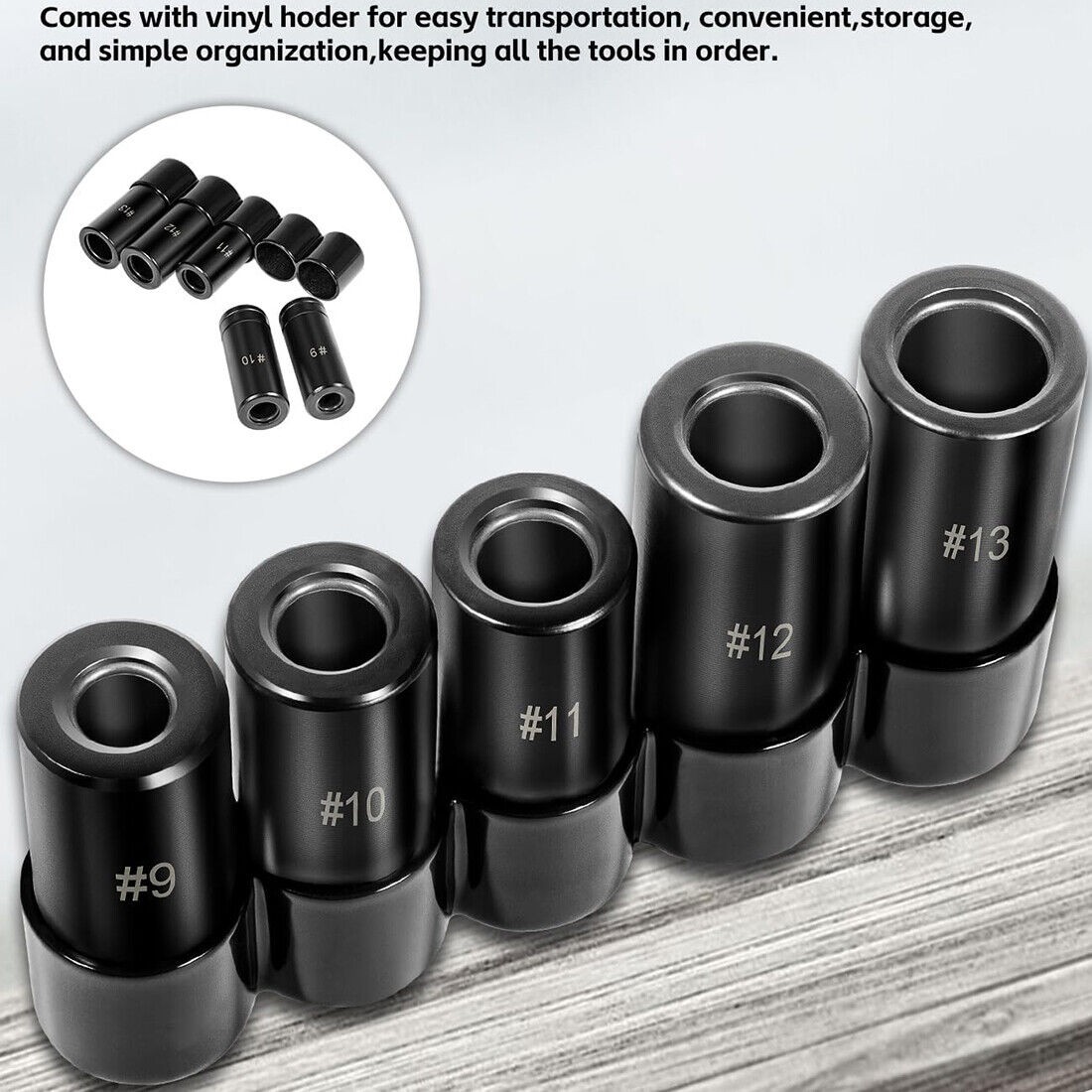 5pc 71670 Extra Large Tap Holding Socket Set with holder 5/8″11/16″,3/4″,7/8″,1″