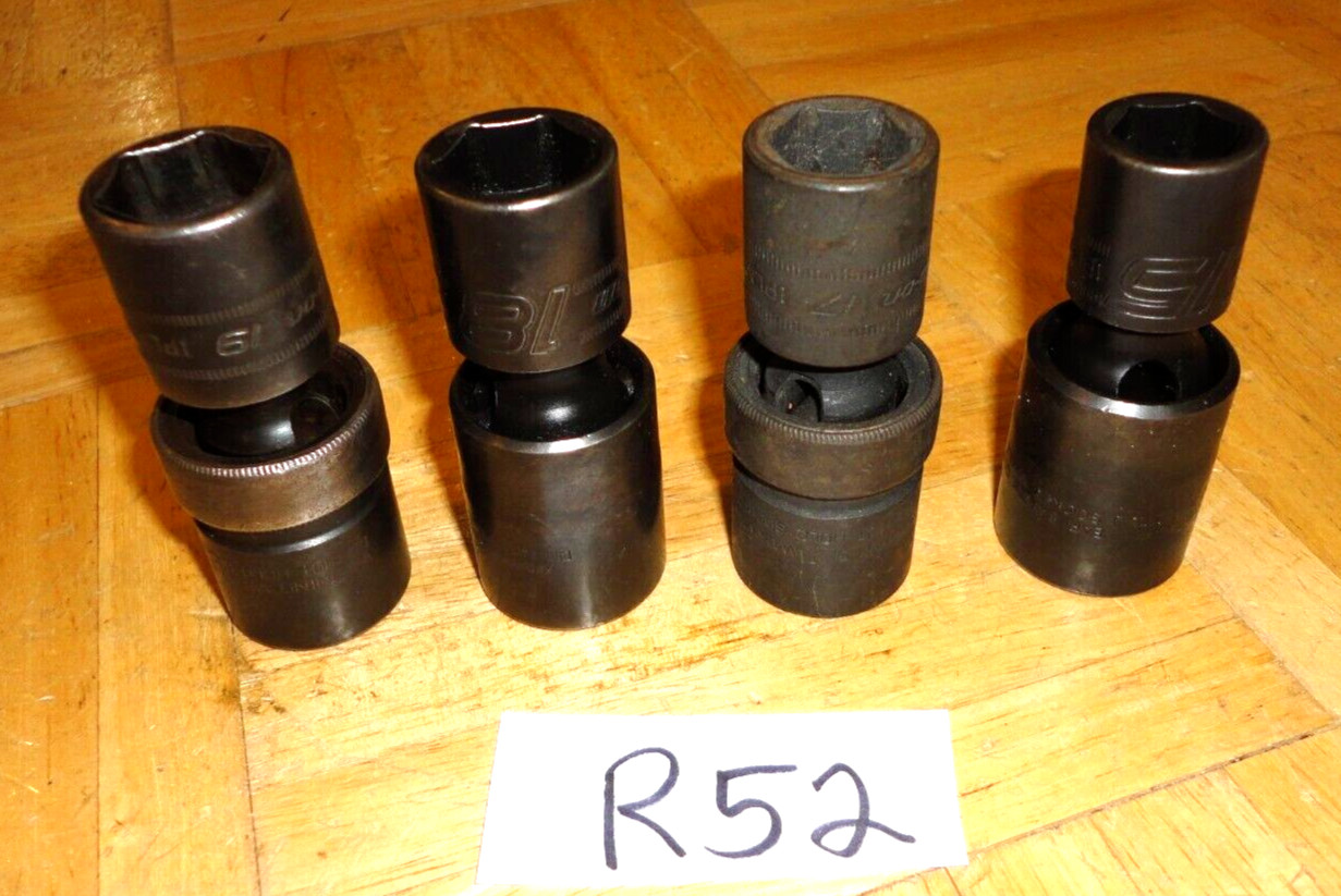 SNAP-ON TOOLS UNUSED 4 PIECE 1/2 DR. METRIC SWIVEL IMPACT SOCKETS 15, 17, 18, 19