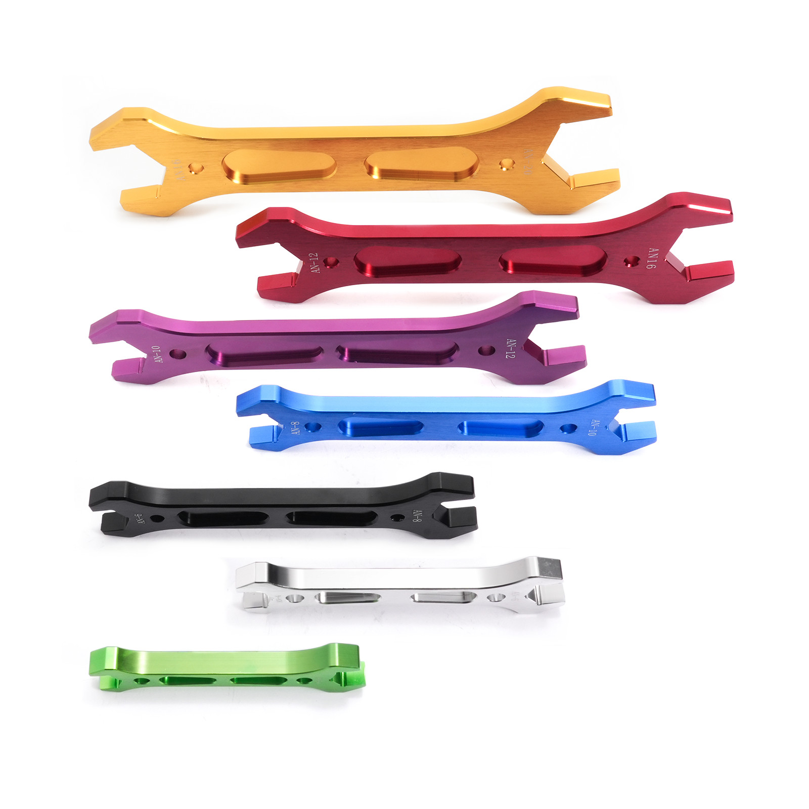 Anodized Aluminum 7 PCS Double Hose Ended AN Wrench Spanner Tool Set AN3 to AN20