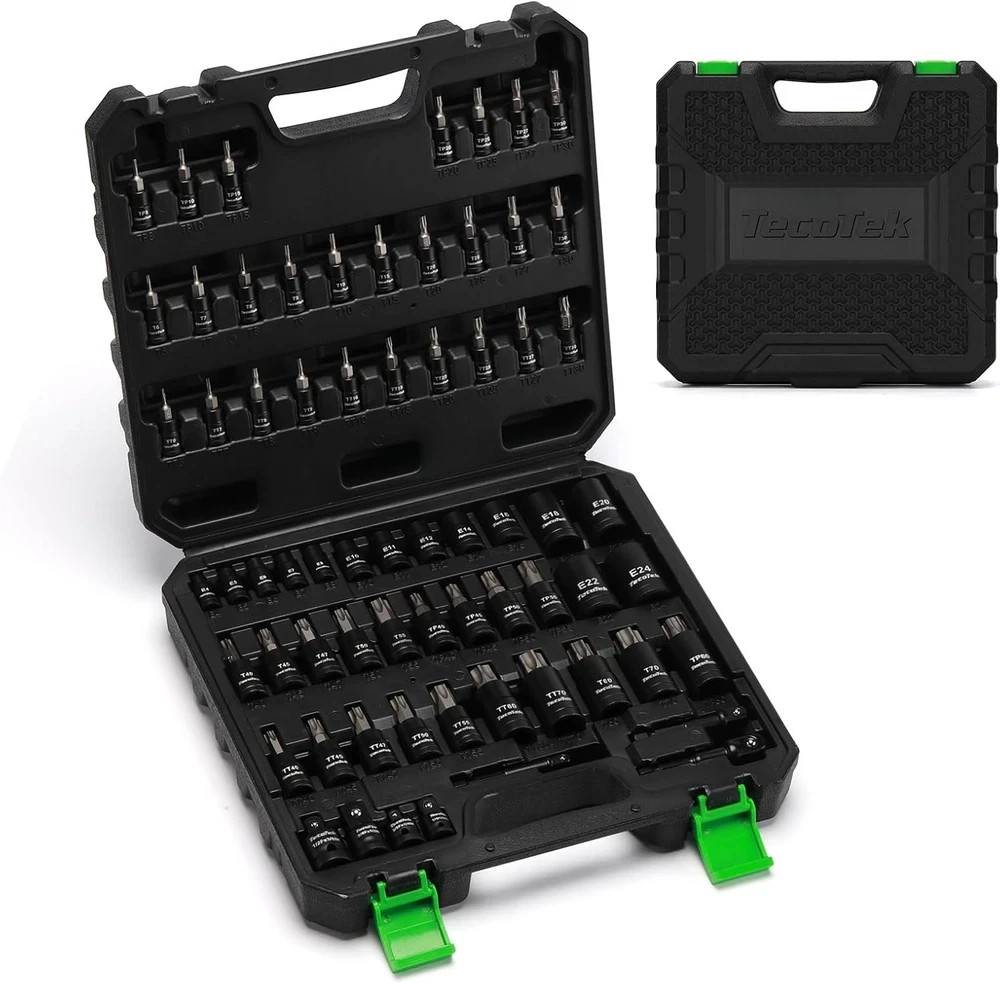 67Piece Torx Socket Set E Torx TT TP T Bits SAE Metric Drive Kit Chrome Vanadium