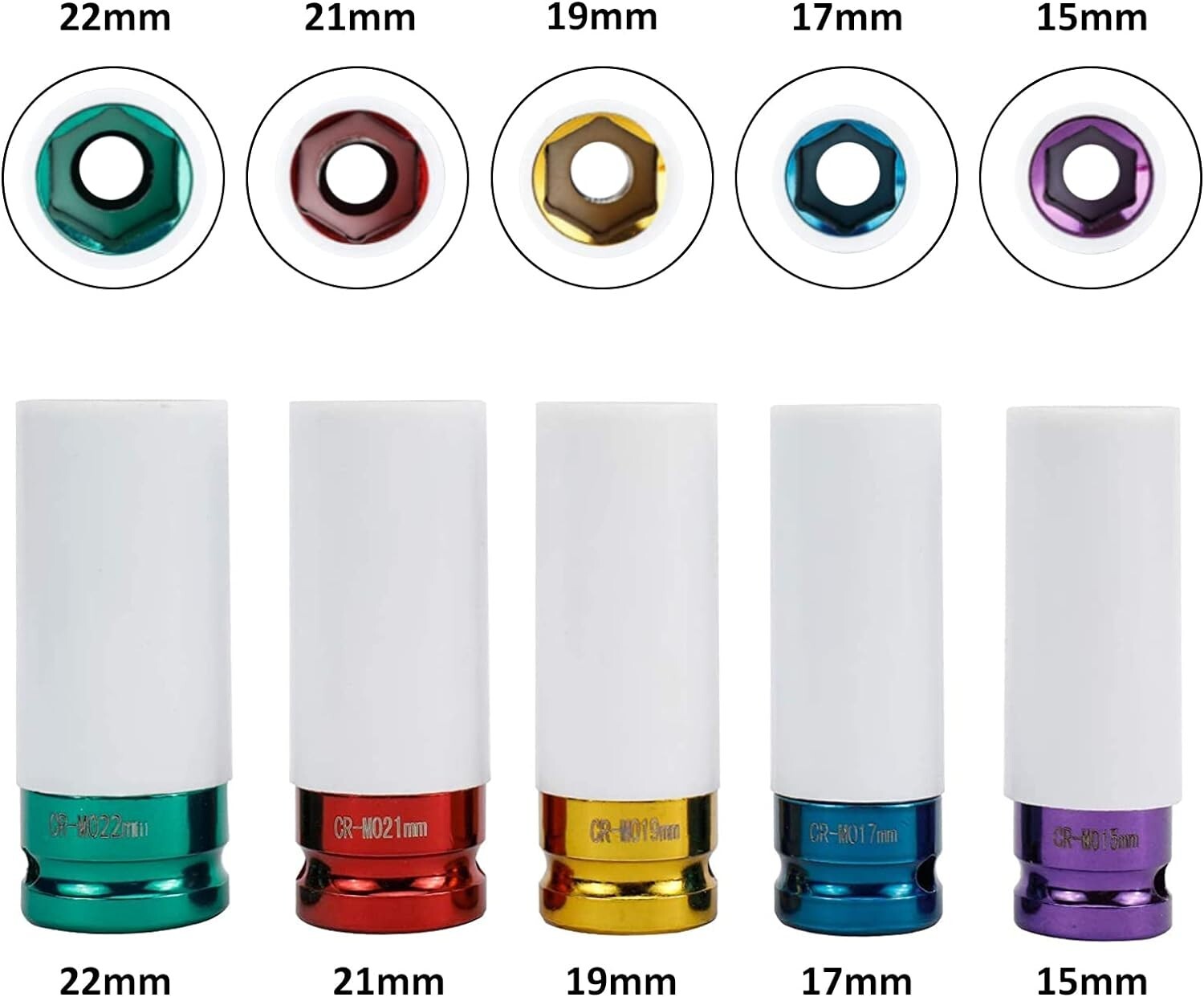 5Pcs 1/2″ Drive Thin Deep Wall Lug Nut Impact Socket Set Premium Wheel Protector