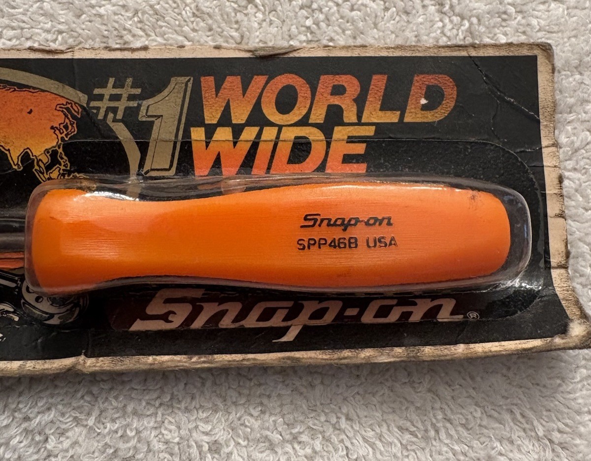 Snap On Vintage Mini Flat Head Hard Handle Screwdriver w/Pocket Clip
