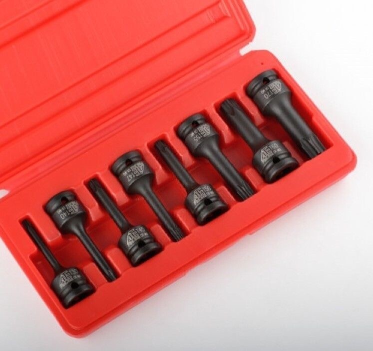 PRO GRADE 8 Pcs 1/2″ Dr. Torx Star Impact Socket Bit Driver Set T30 to T70 Cr-Mo