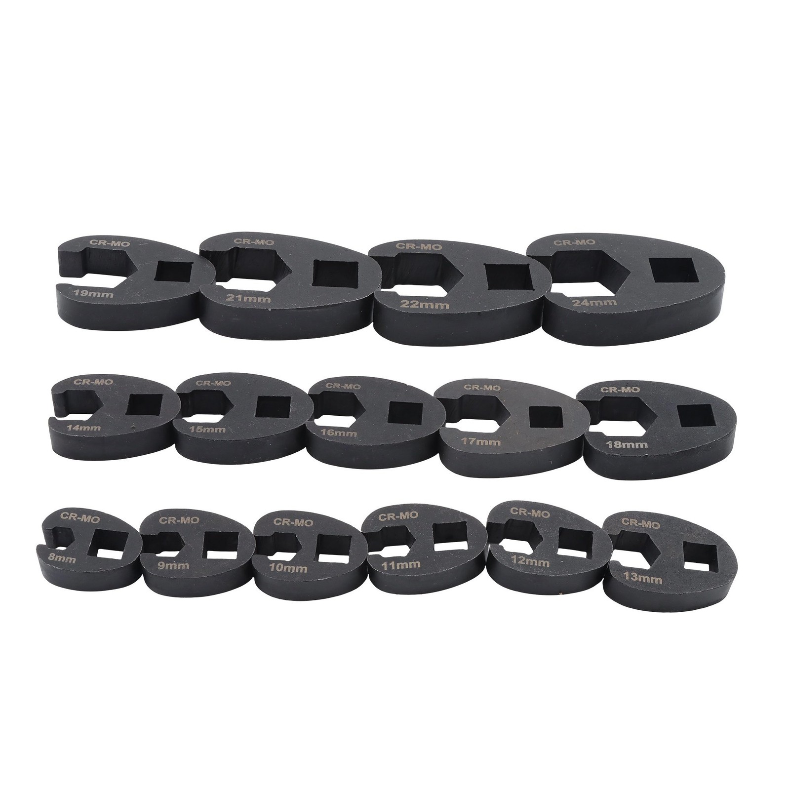 15-Piece Crowfoot Flare Nut Wrench Set Metric 3/8″ and 1/2″ 8 to 24 mm Nuts