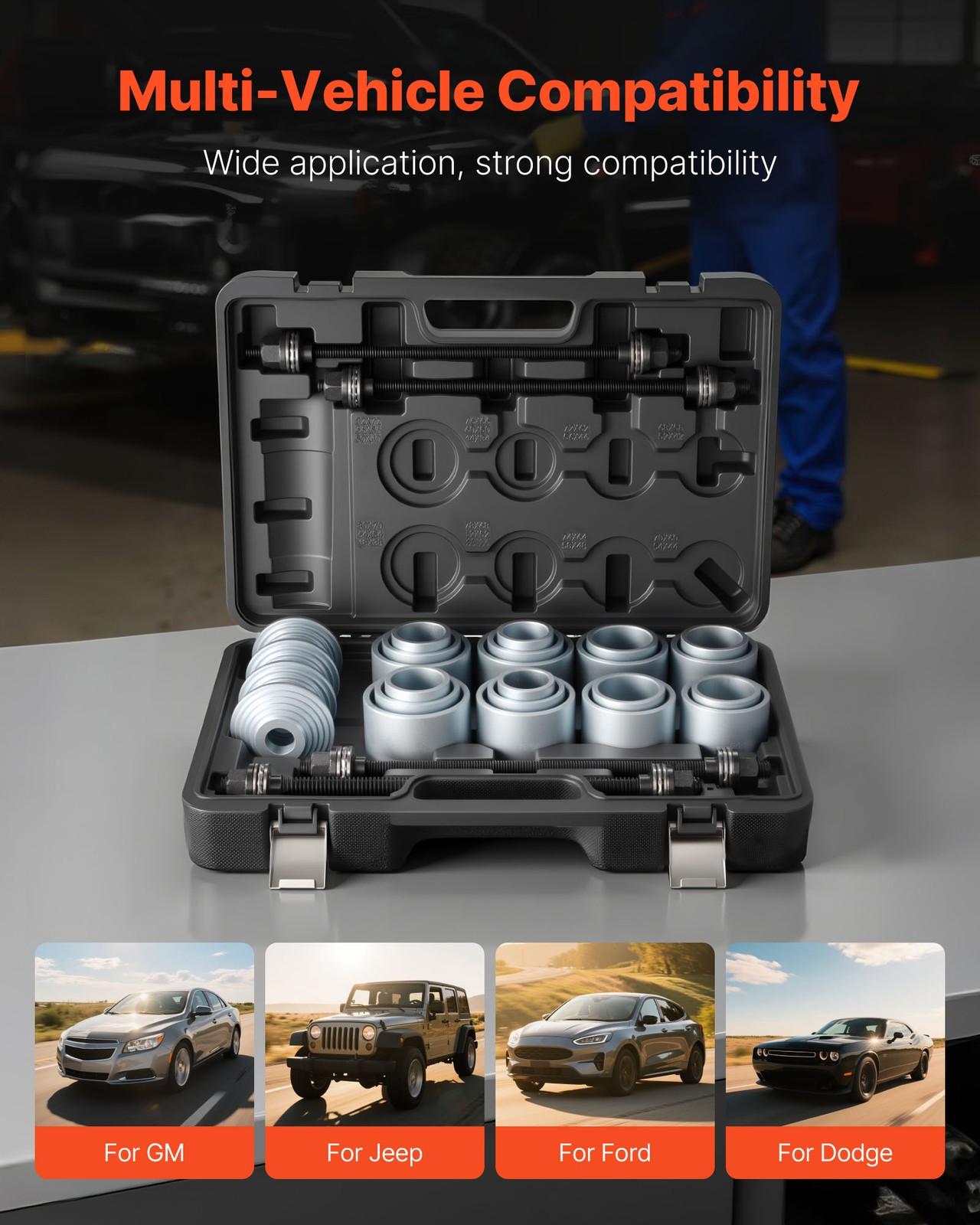 VEVOR Pull and Press Sleeve Kit Bush Bearing Removal Insertion Tool Set 28 PCS