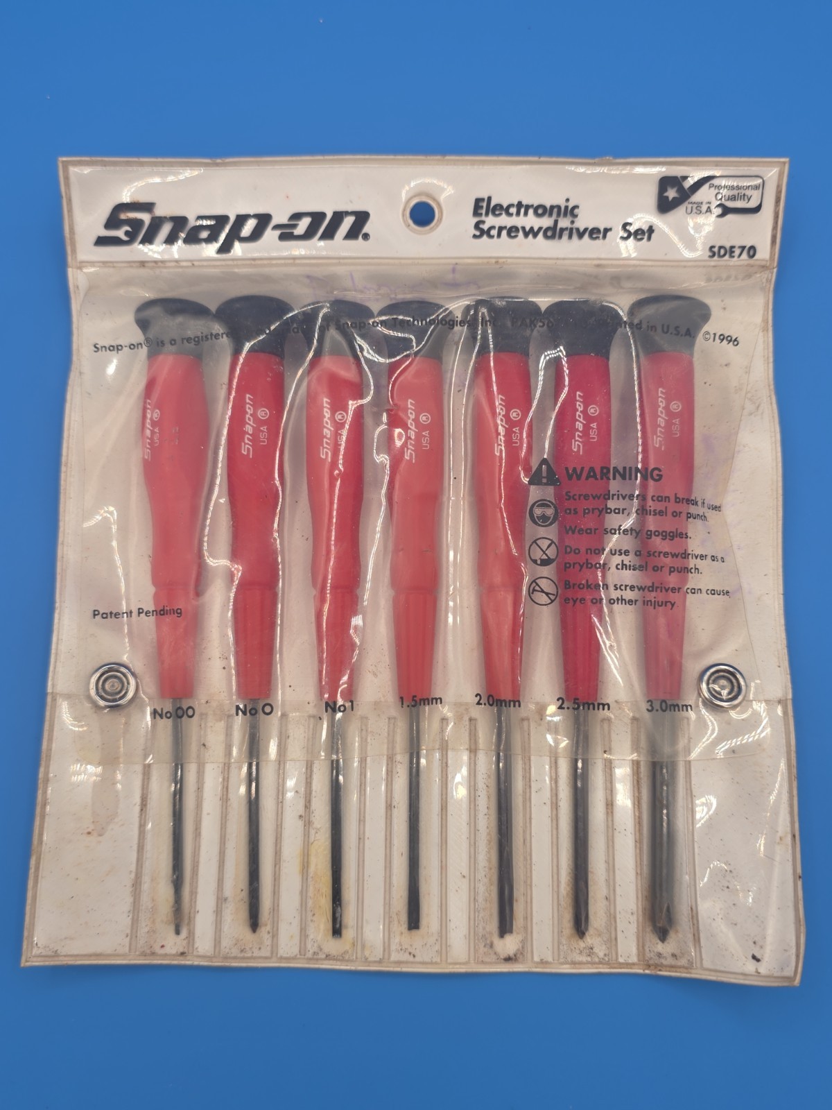 Snap-on SDE70 7pc Miniature Electronic Screwdriver Set Phillips Slotted USA