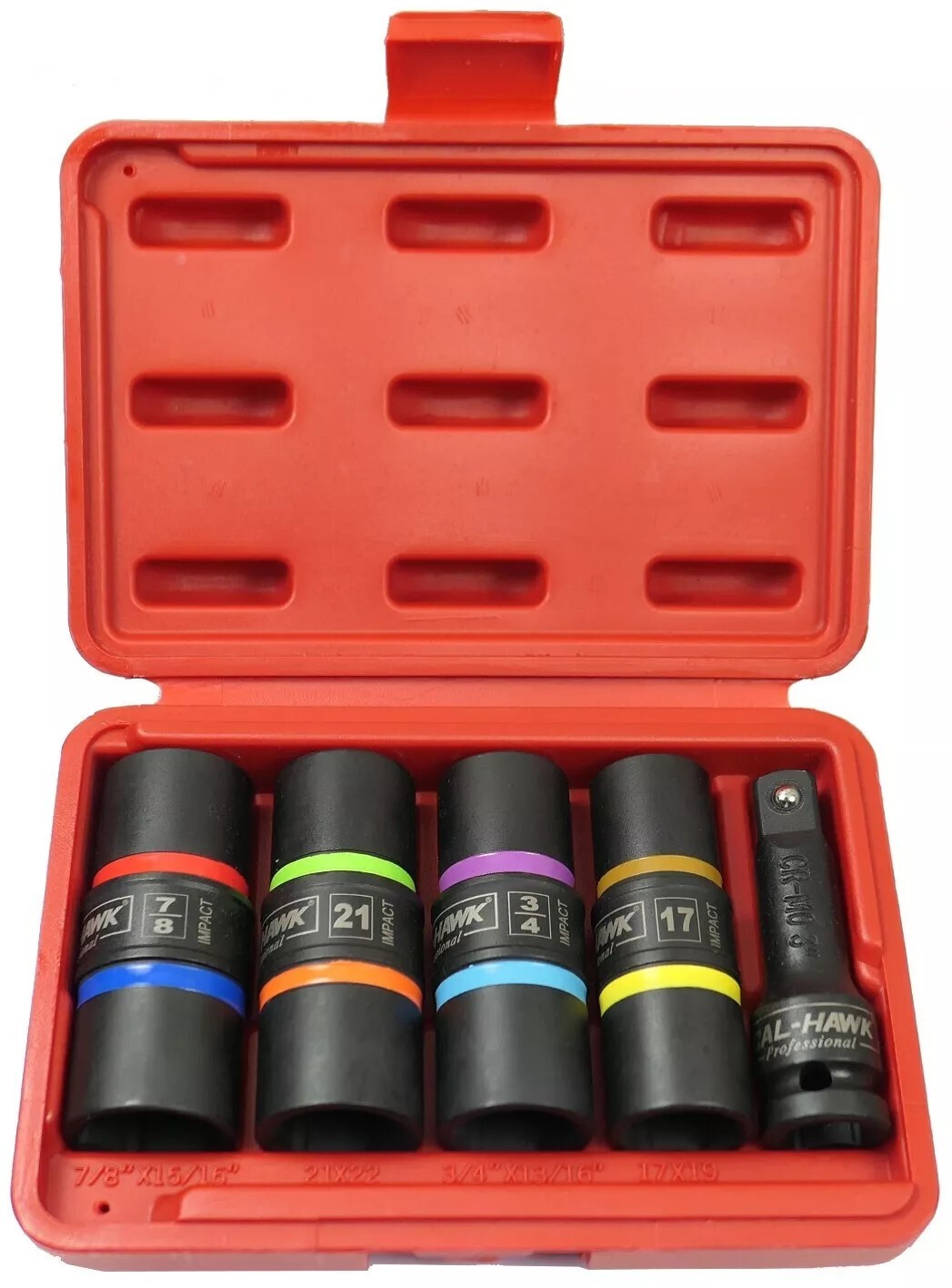 5pc 1/2″ DR. Thin-Wall Flip Impact Socket Set Auto Rims Tires Lug Nuts CR-MO