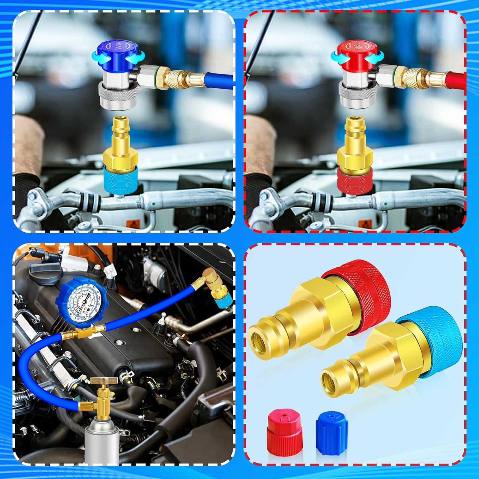 R1234yf to R134a Adapter Kit, Car Air Conditioning Conversion Adapters, Brass