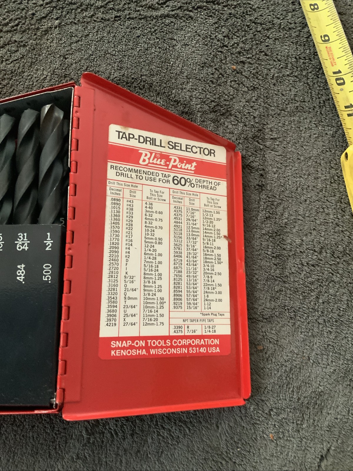 Blue Point Drill Bit Set, Missing 1….see Description….