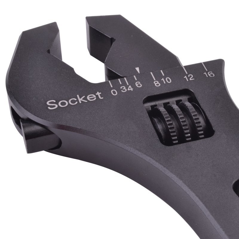 AN Hose Fitting Wrench Spanner Lightweight Adjustable Aluminum 3AN-16AN Black