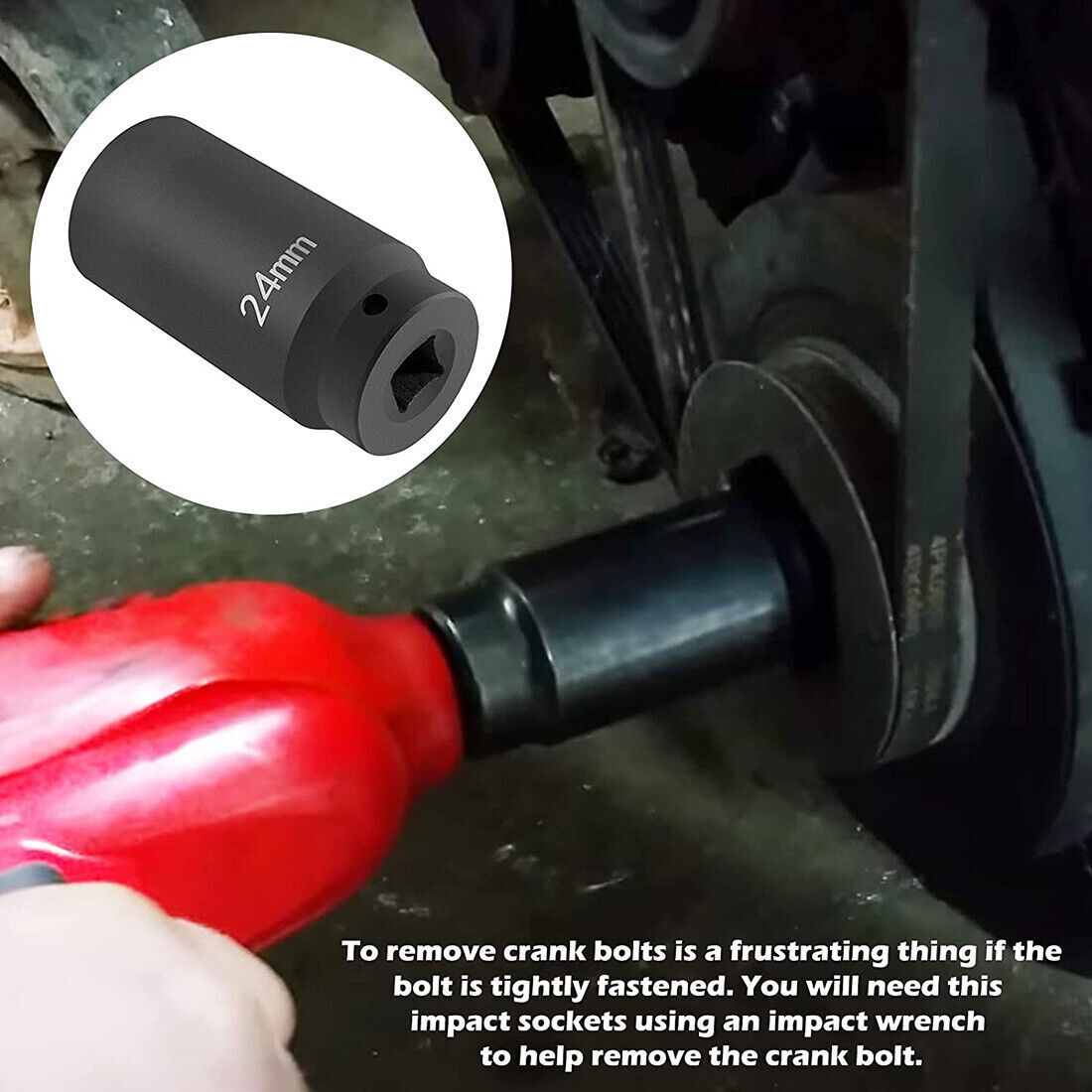 24mm Harmonic Balancer Socket for GM LS Engine Bolt Standard Impact Socket 77070