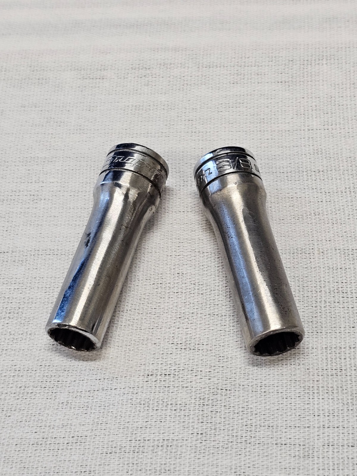2 Snap-on 3/8″ Standard Deep Well Socket Sae 12 Point 3/8″ Drive SF121 USA