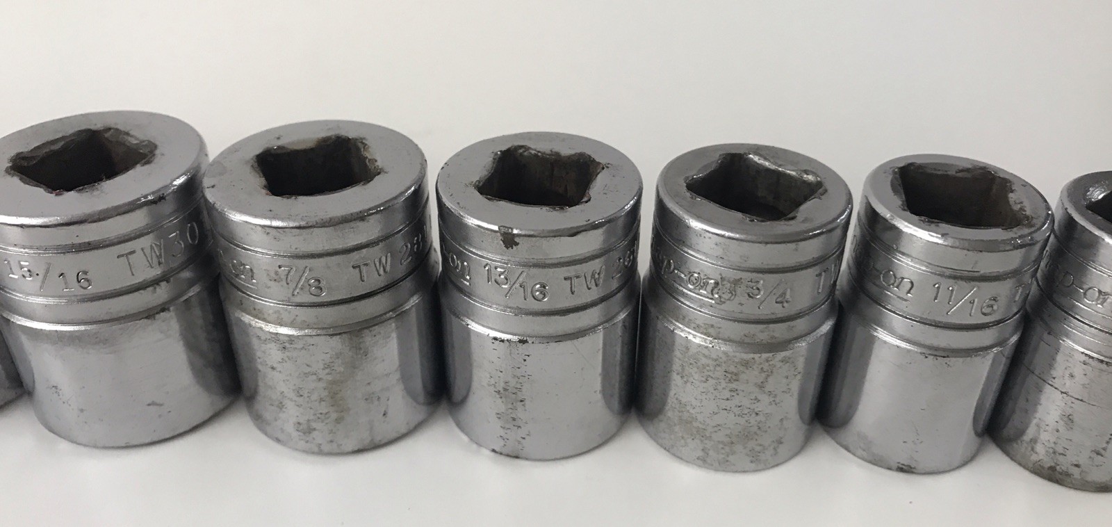 Snap-On 11 Piece 1/2″ Drive 6 Point SAE Flank Socket Set TW121-TW361 3/8”-1 1/8”