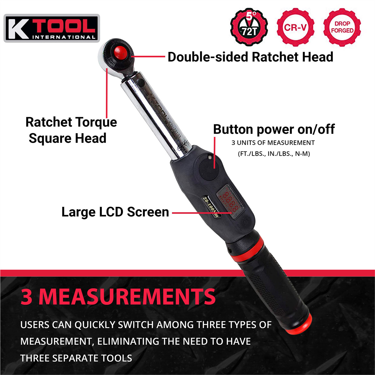 K-Tool 72133 3/8-» Drive Digital 15″ Torque Wrench