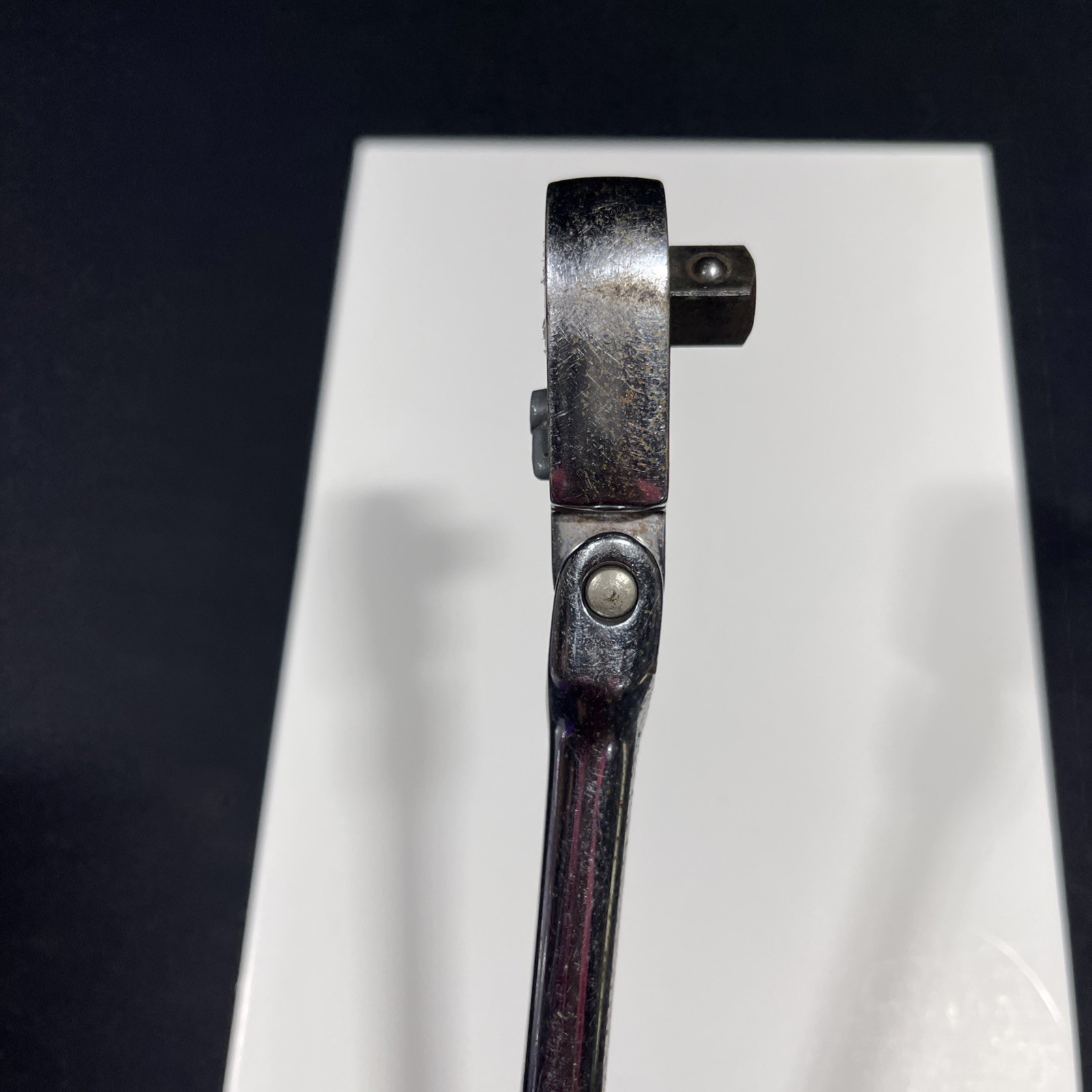 Snap/On F731 – Chrome 3/8″ DR., 11-1/4”LONG HANDLE, FLEX HEAD, RATCHET