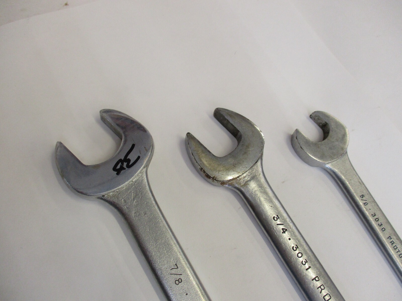 Proto 3 Pc SAE Open Double End Wrench 7/8 x13/16,3/4 x 5/8 , 5/8 x 9/13