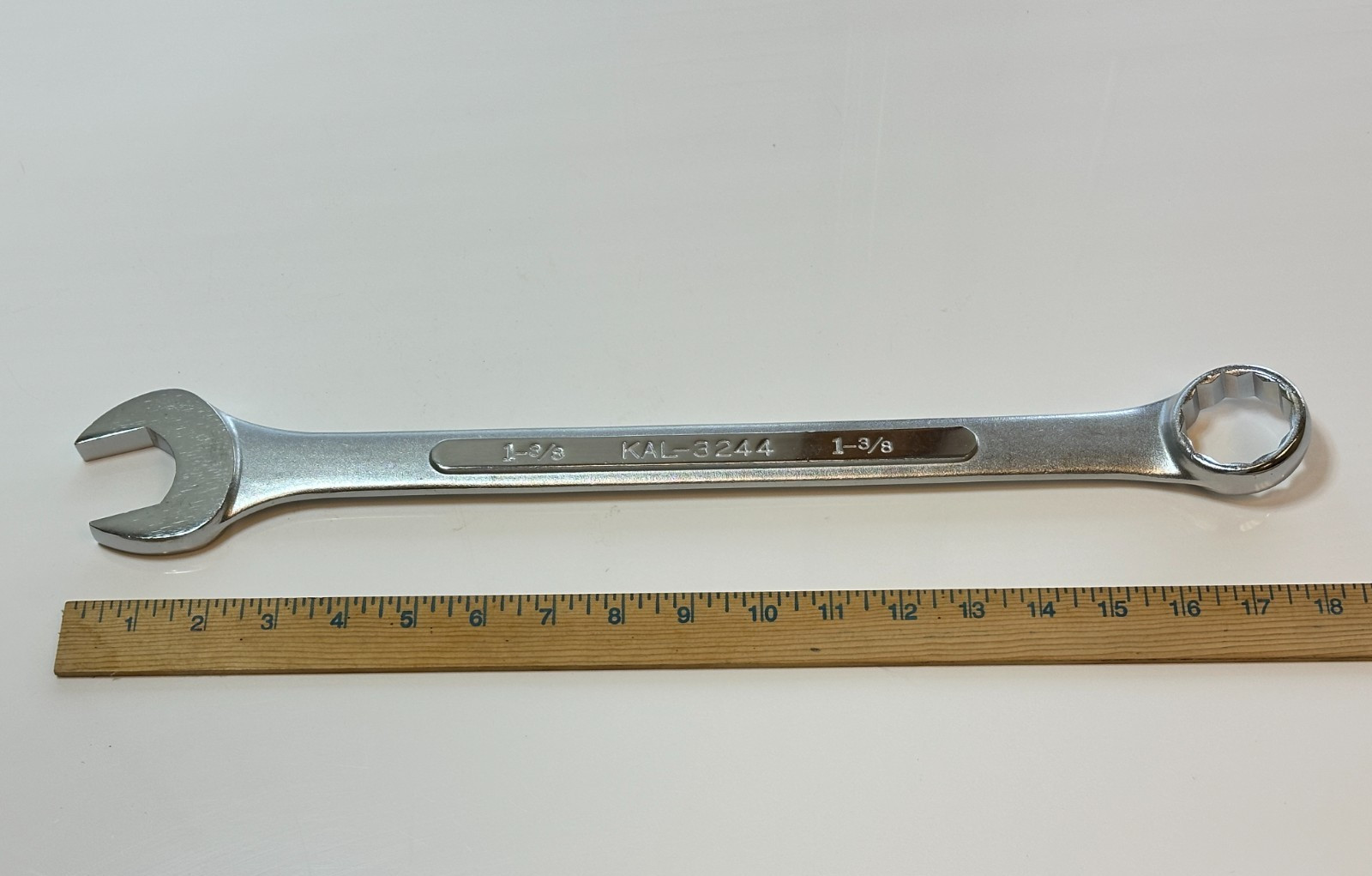 KAL Tools (Japan) 3244 SAE 1-3/8″ Chrome Combination Wrench – 18″ Long Heavy NOS