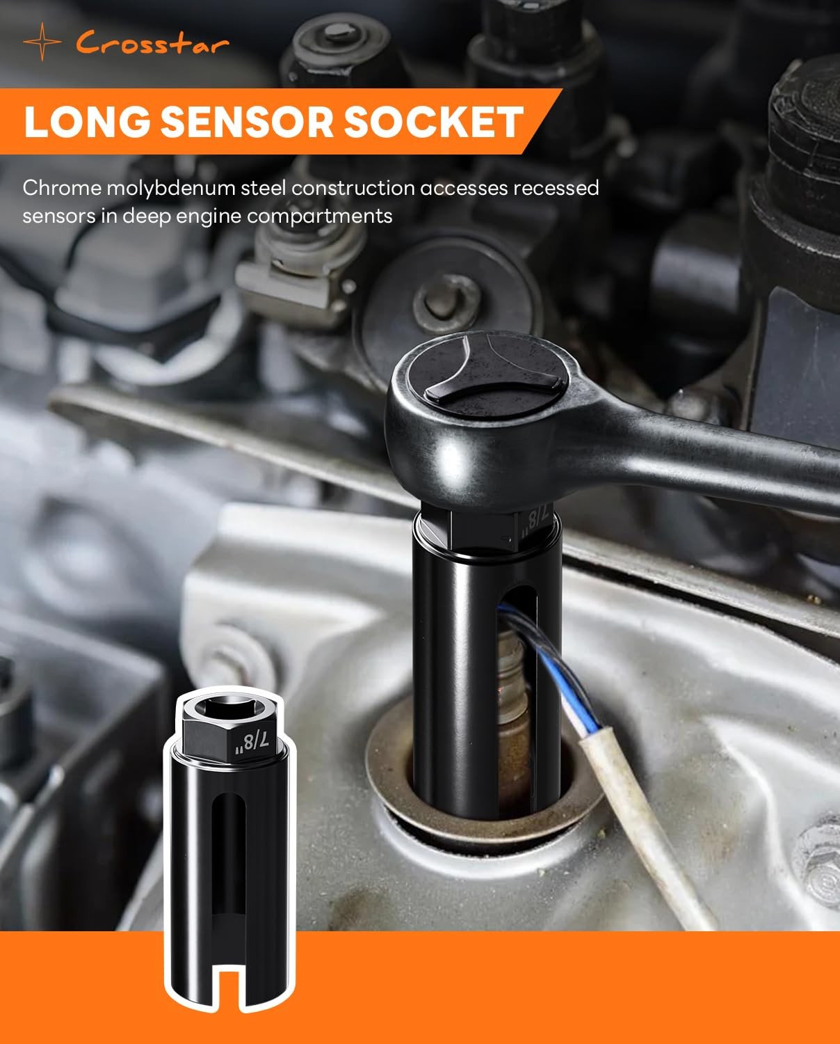 Oxygen Sensor Socket Set Thread Chaser 12Pc 22mm 27mm 11/16in 1/2 3/8in Drive T