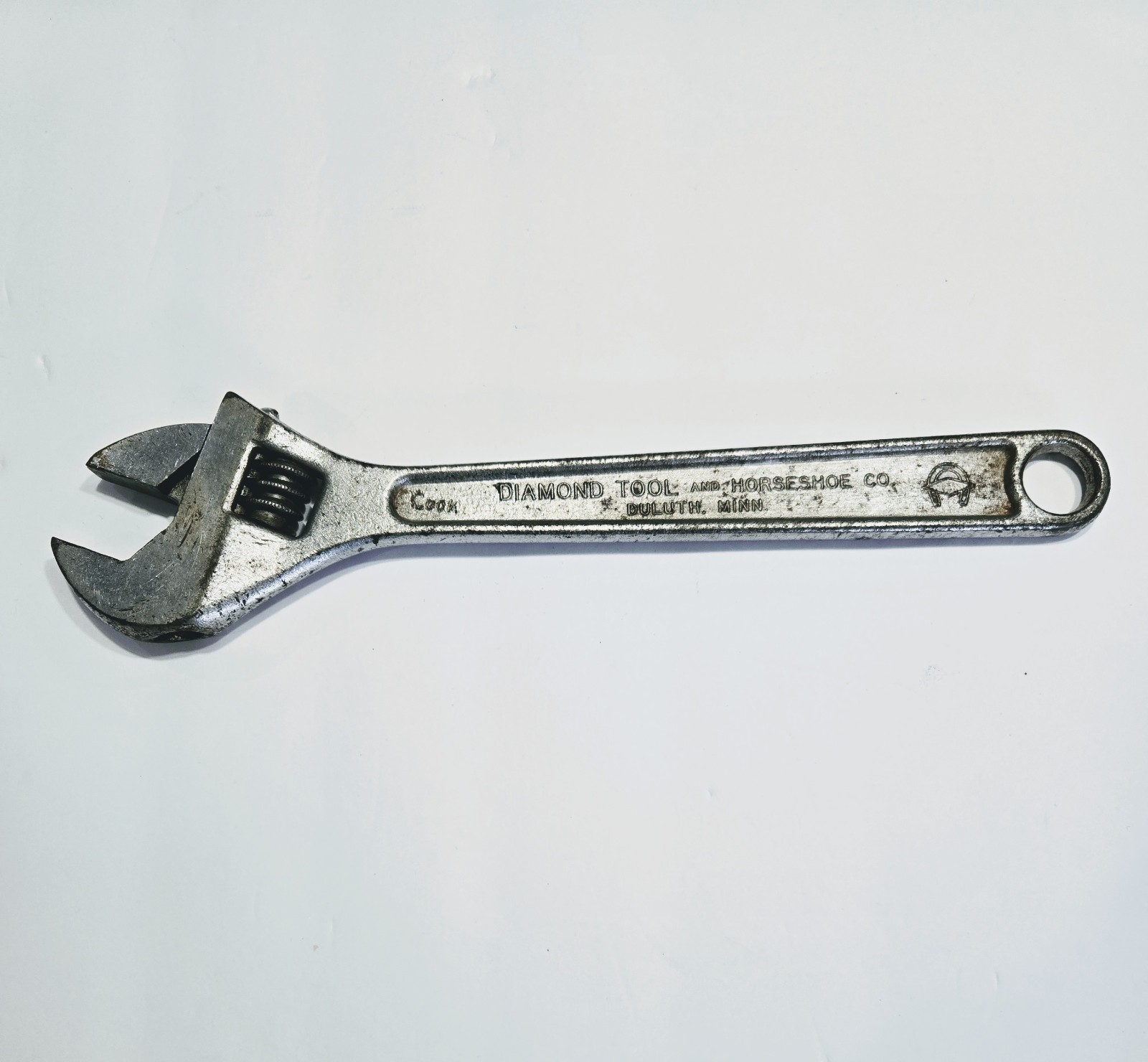 Vintage Diamond Tool USA 12″ 300 MM Adjustable Wrench Diamalloy Horseshoe Etch