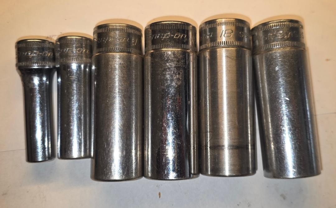 Snap-On 6 pc SFSM 3/8″ Drive 6-Point Metric Drive Deep Socket various sizes