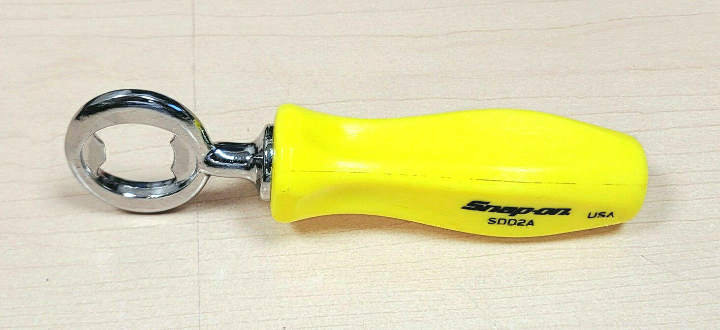 Snap On Deep Hi Viz Yellow Hard Plastic Handle Bottle Opener AWESOME Gift Idea