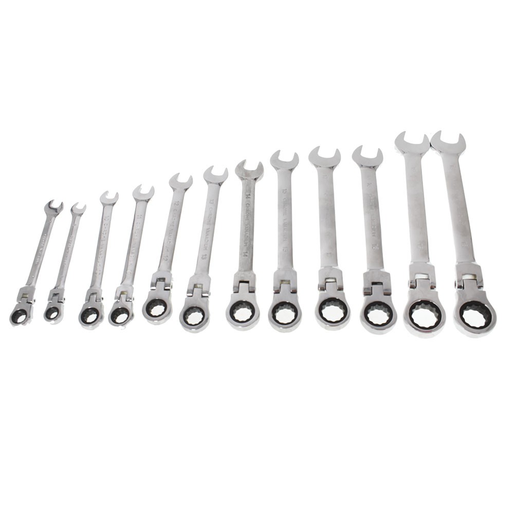 LABLT Metric Flexible Head Ratcheting Wrench Combination Spanner Tool Set 8-19mm