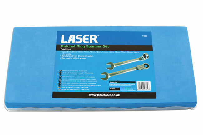 Laser 7350 Flexi Head Ratchet Ring Spanner Set