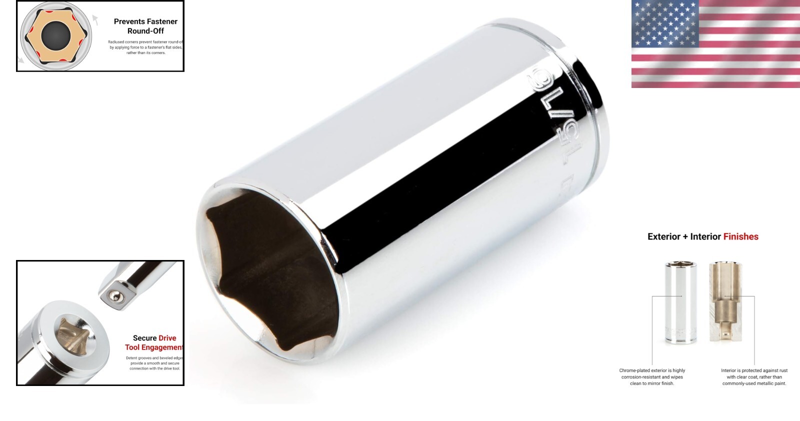 15/16 Inch Deep 6-Point Socket for 3/8 Inch Drive – Corrosion-Resistant Tool