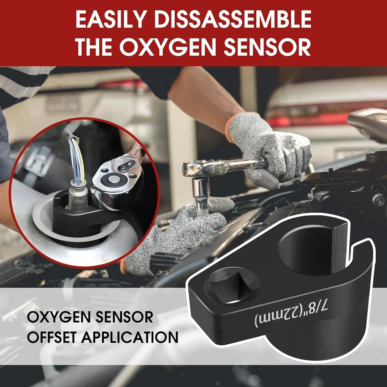 5Pcs 22mm O2 Oxygen Sensor Socket Wrench 3/8″1/2″ Drive Auto Repair Tool